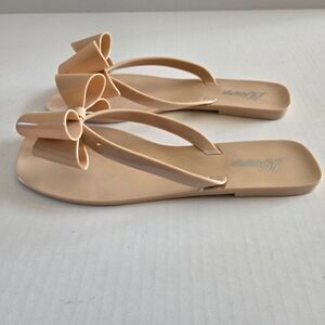 Liliana Women's Beige‎ Jelly Bow Flip Flop Sandals Size 10